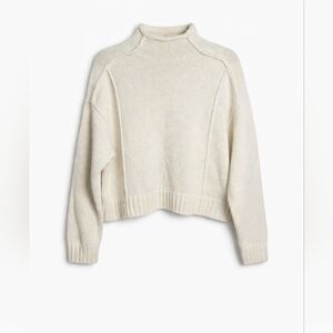 ZARA Mock Neck Chunky Knit Sweater Cream Medium